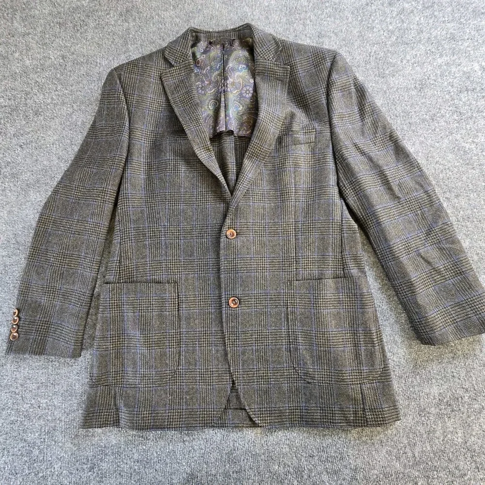 Rubensteins Blazer Mens 42LGray Plaid  Blend (New Orleans)